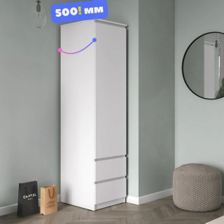 Белый шкаф пенал с полками и ящиками ПН-32 СИТИ ЛДСП Белый