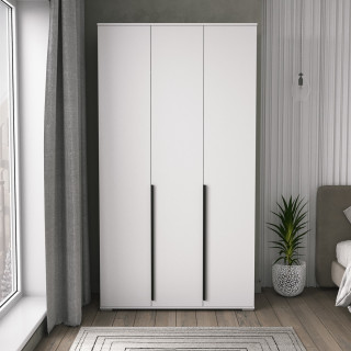 Белый Шкаф распашной для одежды, 3 дверный с полками в Спальню, комнату, Прихожую ШР-3/3 ЛДСП